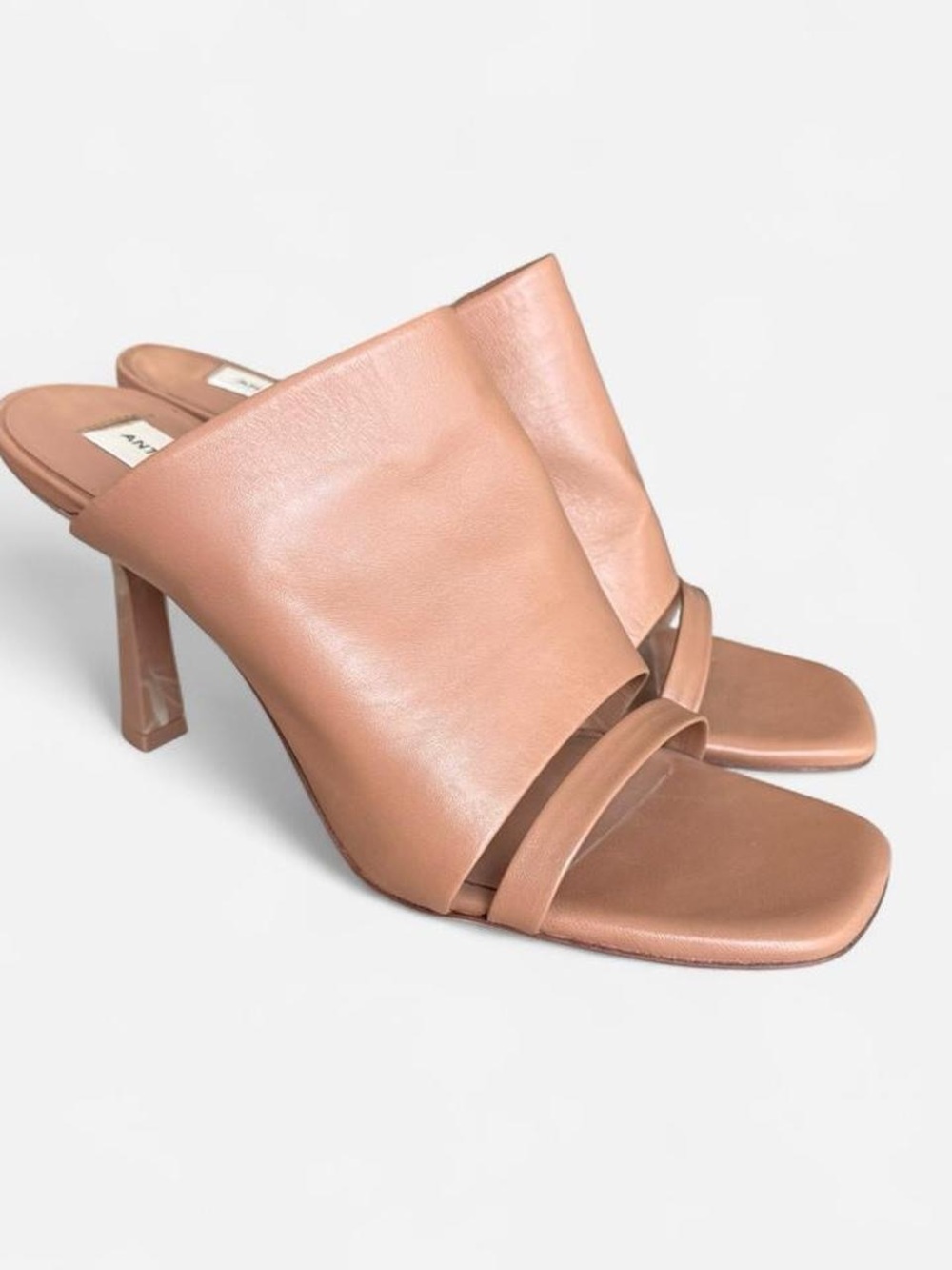 NEW Antonio Melani Women's Nude Leather Slide Heels